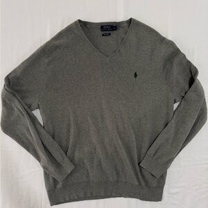 Ralph Lauren Heather Men’s Gray Pima Cotton V-Neck Sweater Size XL